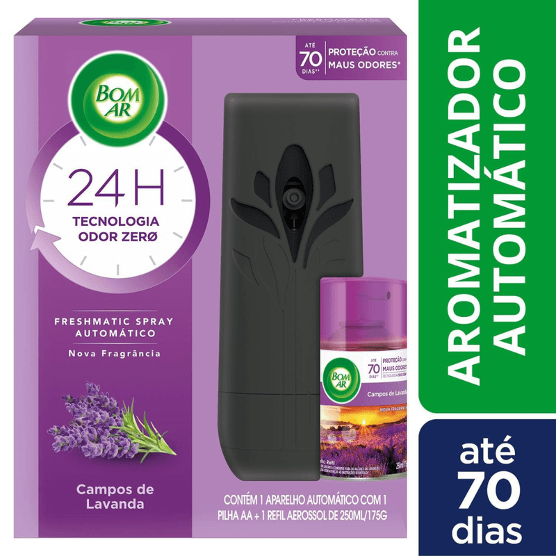 Aromatizador-de-Ambiente-Bom-Ar-Automatico-Aerossol-Freshmatic-Campos-de-Lavanda-Aparelho---Refil-250ml