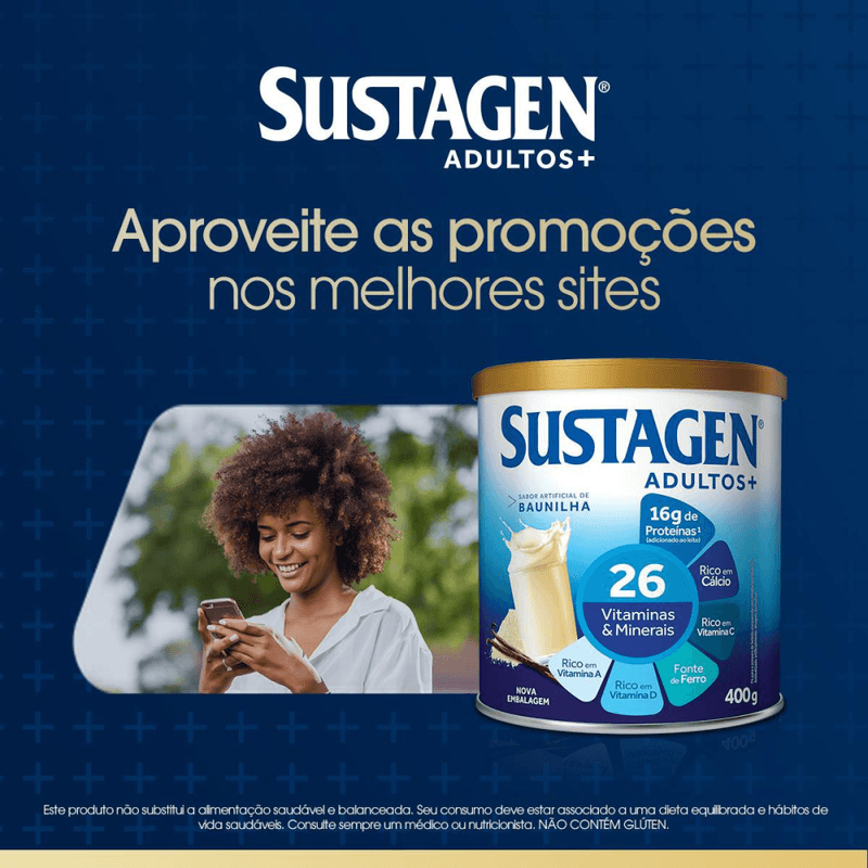 Po-para-Preparo-de-Bebida-Enriquecido-com-28-Vitaminas-e-Minerais-Baunilha-Sustagen-Adultos--Lata-400g