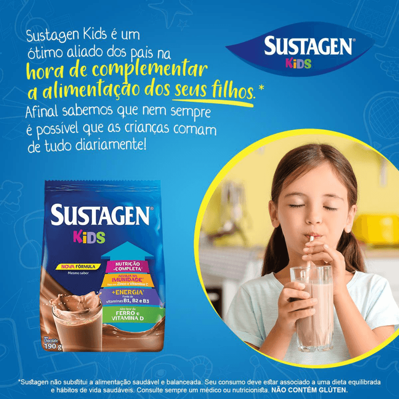 Po-para-Preparo-de-Bebida-Chocolate-Enriquecido-com-Vitaminas-e-Minerais-Sustagen-Kids-Pacote-190g