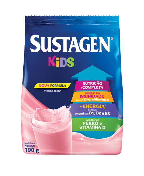 Complemento Alimentar Sustagen Kids Sabor Morango - Sachê 190g