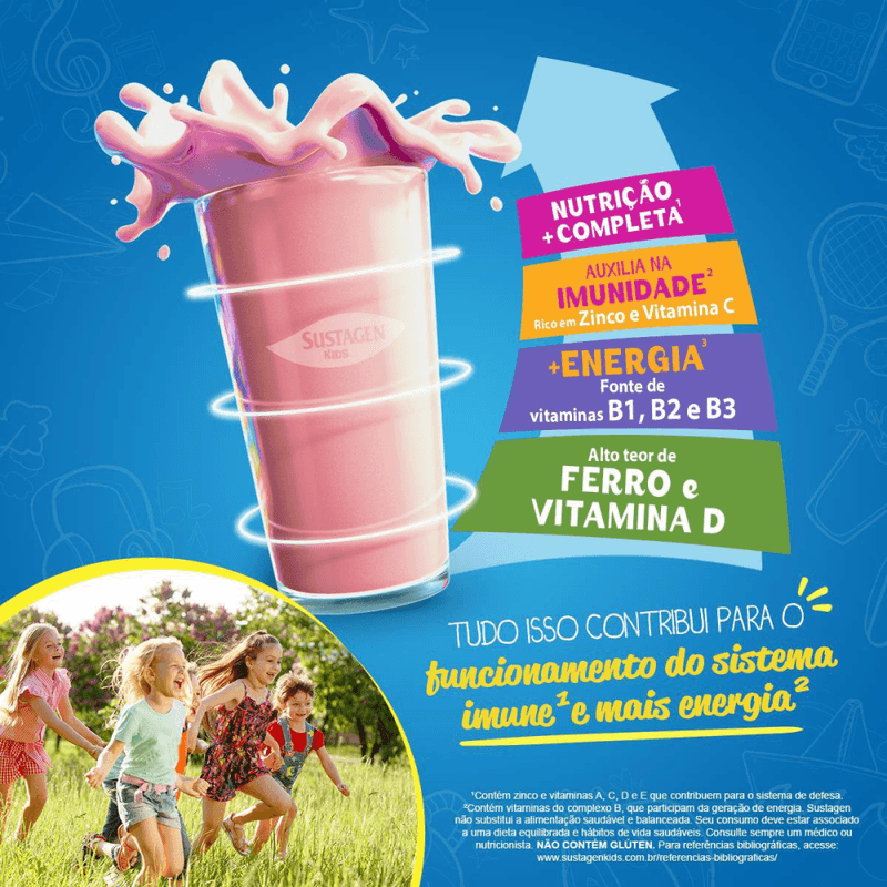 Po-para-Preparo-de-Bebida-Enriquecido-com-Vitaminas-e-Minerais-Morango-Sustagen-Kids-Pacote-190g