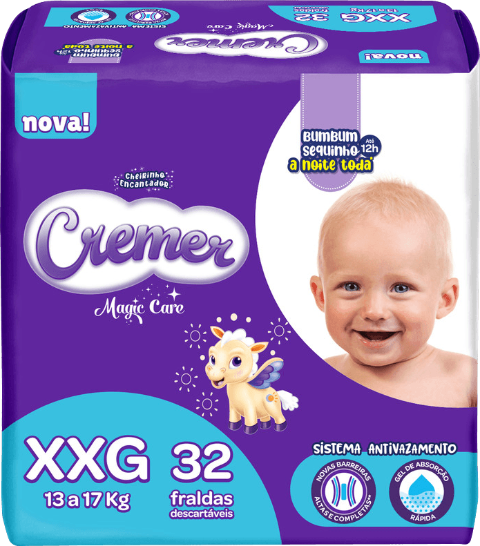 Fralda-Descartavel-Infantil-Cremer-Magic-Care-XXG-13-a-17kg-Pacote-32-Unidades