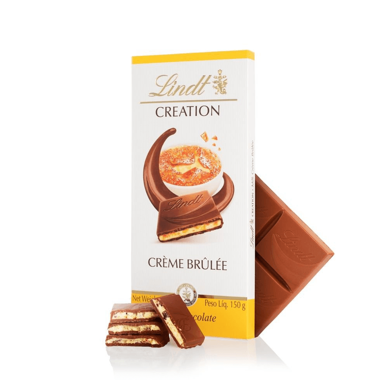 Chocolate-Frances-ao-Leite-Recheio-Creme-Brulee-com-Pedacos-de-Biscoito-Crocante-e-Acucar-Caramelizado-Lindt-Creation-Caixa-150g