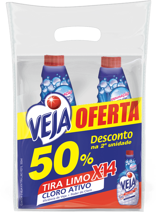 Limpador Tira Limo Veja X14 para Banheiro 500ml 2 unidades com 50% de desconto na 2ª