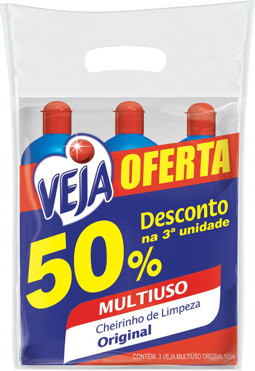 Limpador Multiuso Veja Gold Original com 3 unidades de 500ml