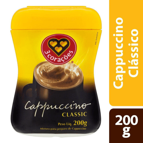 Cappuccino Classic 3 Corações Pote 200g