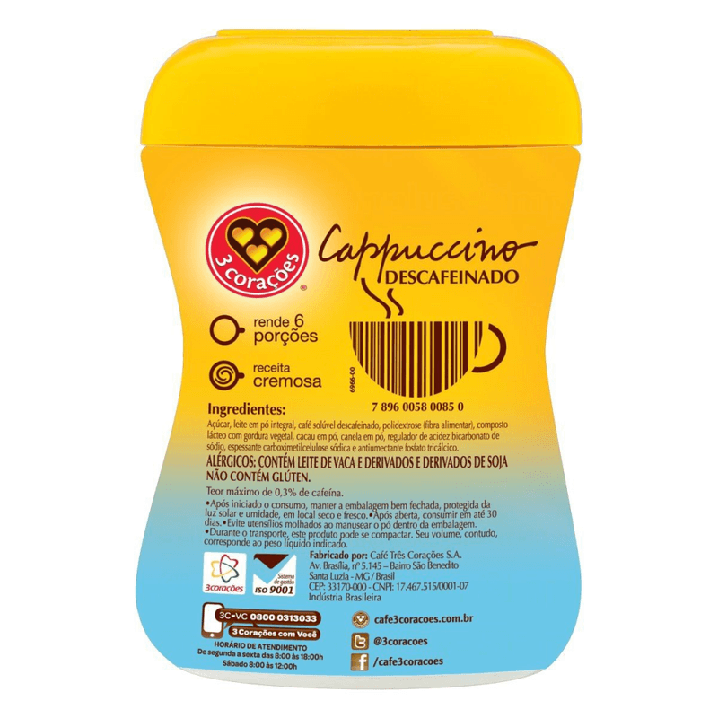 Mistura-para-Preparo-de-Cappuccino-Soluvel-Descafeinado-3-Coracoes-Pote-200g