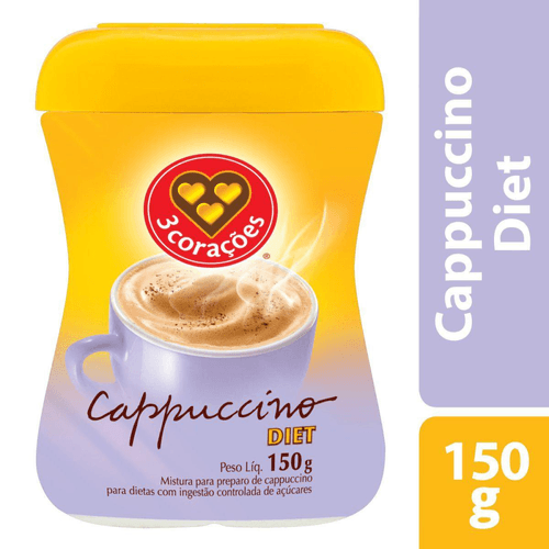 Cappuccino Diet 3 Corações Pote 150g