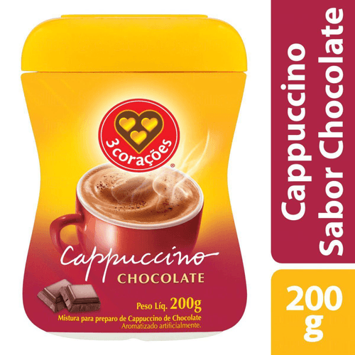 Cappuccino Chocolate 3 Corações Pote 200g