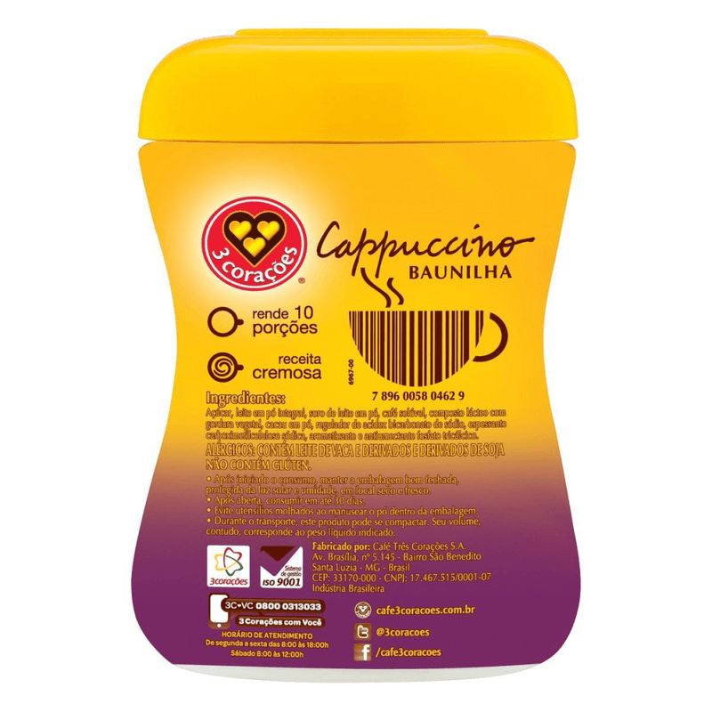 Mistura-para-Preparo-de-Cappuccino-Soluvel-de-Baunilha-3-Coracoes-Pote-200g