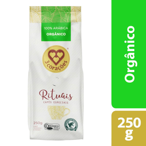 Café em pó 3 Corações Rituais Orgânico 250g