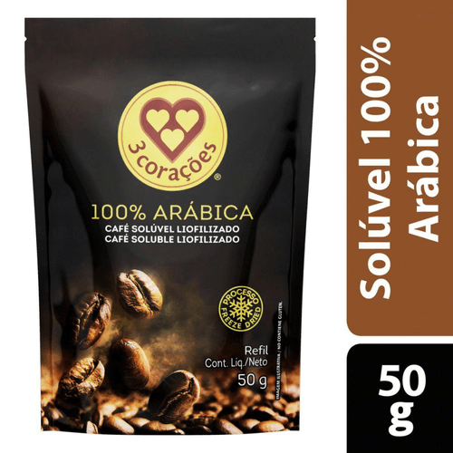 Café Solúvel Liofilizado 3 Corações Sache 50g