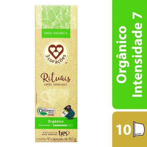 Cápsula 3 Corações Café Espresso Rituais Orgânico Tres 10 Unidades 8g