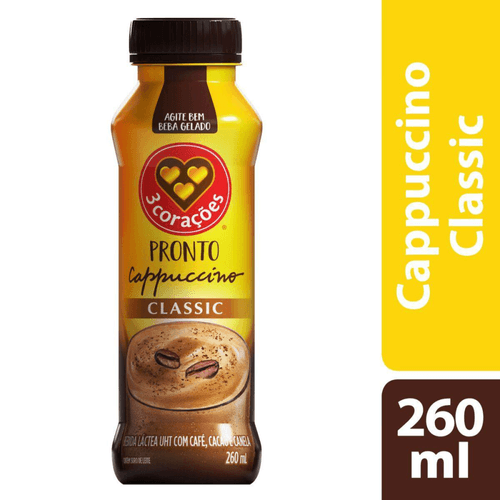 Bebida Láctea Cappuccino Classic 3 Corações 260ml