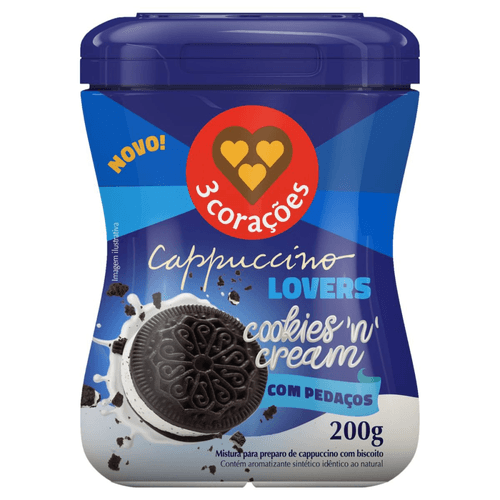 Cappuccino Lovers Cookies 'n' Cream 3 Corações Pote 200g