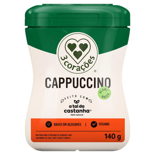 Cappuccino Vegano 3 Corações Pote 140g