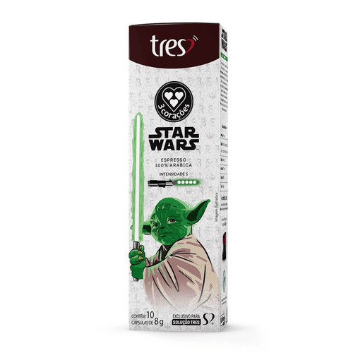 Capsula de Café Espresso Star Wars Mestre Yoda 3 Corações 10 unid