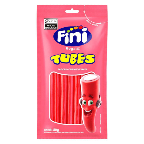 Regaliz Fini Tubes Morango 80g