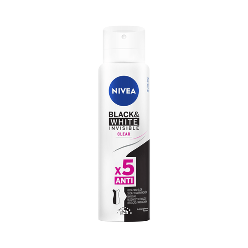 NIVEA Desodorante Antitranspirante Aerossol Invisible Black & White Clear 150ml