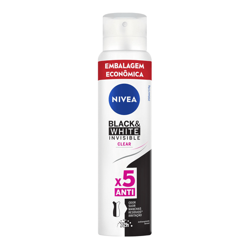 NIVEA Desodorante Antitranspirante Aerossol Invisible Black & White Clear 200ml