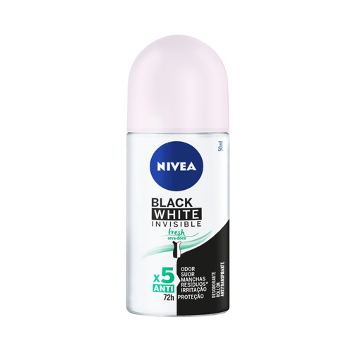 NIVEA Desodorante Antitranspirante Roll On Invisible Black & White Fresh 50ml