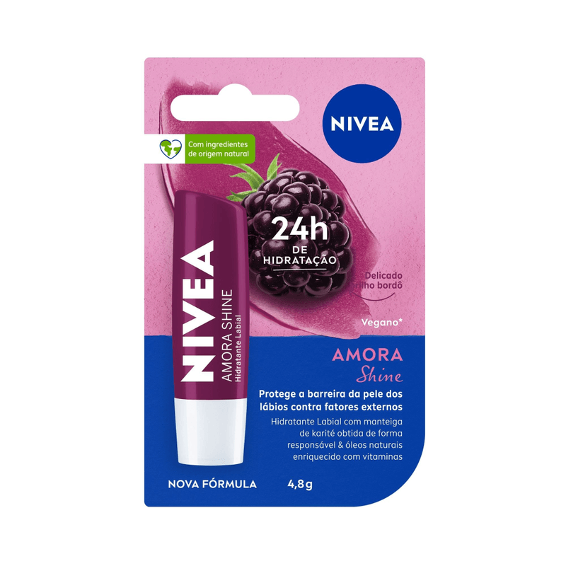 Hidratante-Labial-Amora-Shine-com-Cor-24h-Hidratacao-Profunda-com-Oleos-Naturais-Nivea-Blister-48g