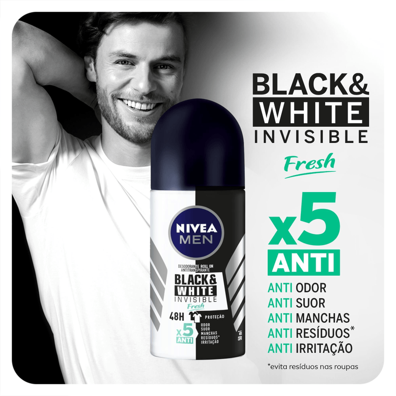 Desodorante-Antitranspirante-RollOn-Invisible-Black-and-White-Fresh-Nivea-Man-50ml