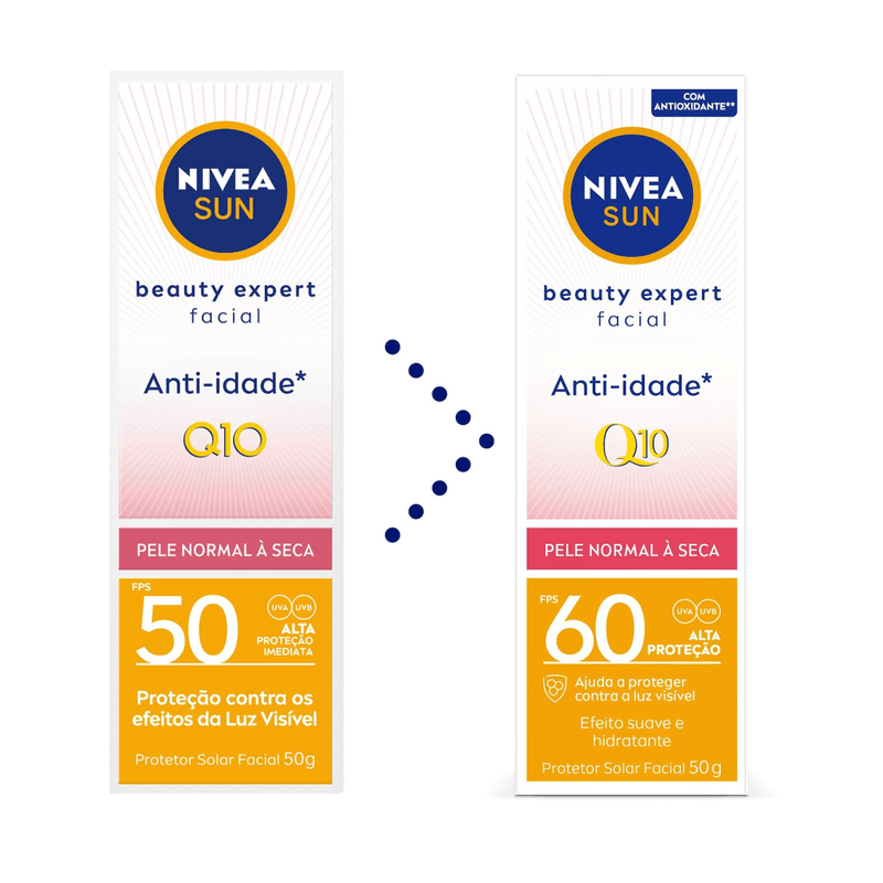 Kit-Nivea-Facial-Protetor-Solar-Sun-Beauty-Expert-FPS50-50g---Creme-Antissinais-Dia-Q10-Plus-C-FPS15-50ml---Sabonete-em-Gel-150ml