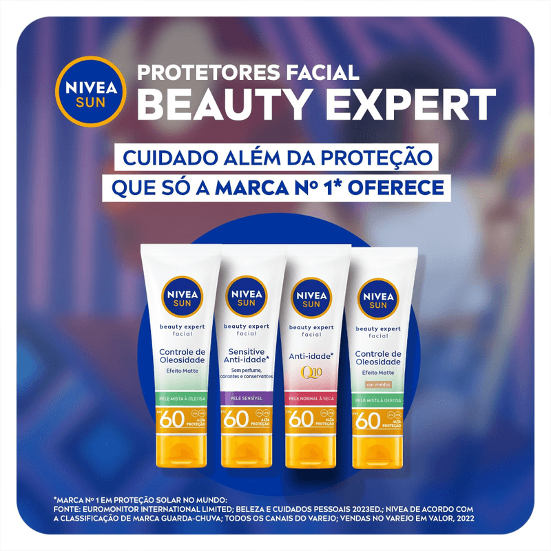 Kit-Nivea-Facial-Protetor-Solar-Sun-Beauty-Expert-FPS50-50g---Creme-Antissinais-Dia-Q10-Plus-C-FPS15-50ml---Sabonete-em-Gel-150ml