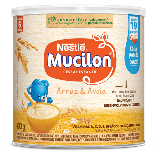 Cereal Infantil Mucilon Arroz e Aveia 400g