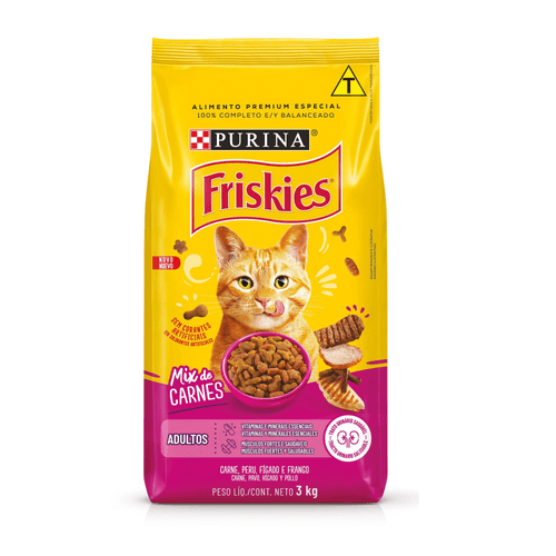 Ração FRISKIES gatos adultos Mix de Carne 3kg