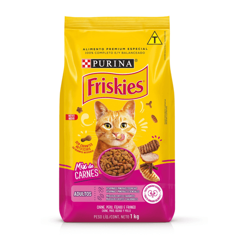 NESTLÉ® PURINA® FRISKIES® Ração Seca para Gatos Adultos Mix de Carnes 1kg