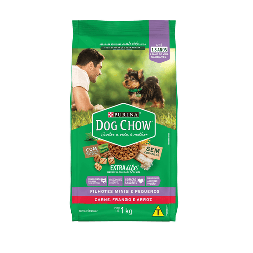 Ração DOG CHOW Cães Filhotes Minis e Pequenos Frango e Arroz 1kg