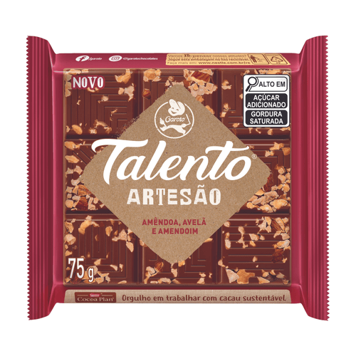 Chocolate Talento Artesão Amendoim e Avelã 75g