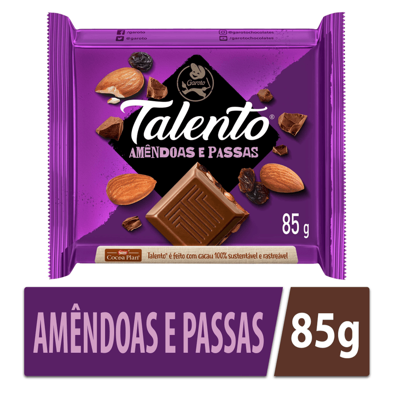 Chocolate-GAROTO-TALENTO-Amendoas-com-Passas-85g