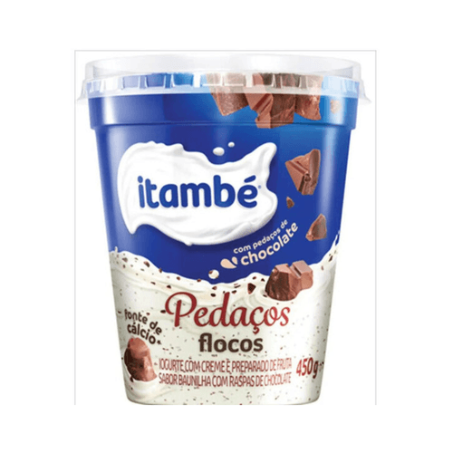 Iogurte com Creme e Preparado de Fruta Baunilha com Raspas de Chocolate Flocos Itambé Pedaços Pote 450g