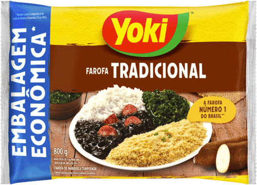 Farofa de Mandioca Temperada Tradicional Yoki Pacote 800g Embalagem Econômica