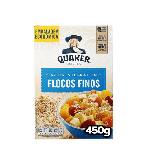 Aveia Em Flocos Finos Quaker Caixa 450G Embalagem Econômica