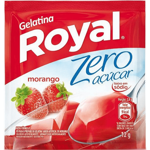 Gelatina em pó Royal zero açucar morango 12g