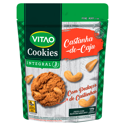 Biscoito Cookie Integral Castanha-de-Caju Vitao Pacote 200g