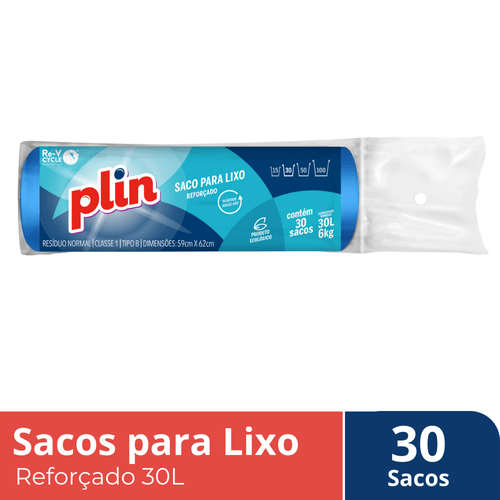 Saco de Lixo Azul Plin 30L - 30 Unidades