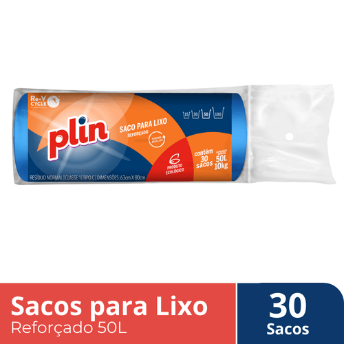 Saco Lixo Plin 50L 30 unidades Rolo Azul