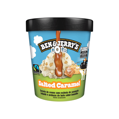 Sorvete Ben Jerrys de Creme Com Recheio De caramelo Salgado E Pedaços De bolo De baunilha  410g