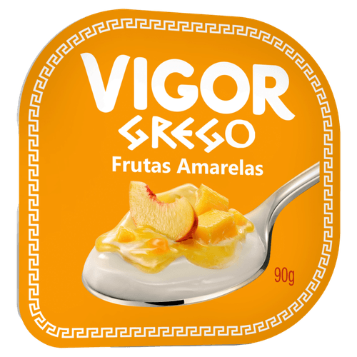 Iogurte Grego com Creme e Calda de Frutas Amarelas Vigor Pote 90g