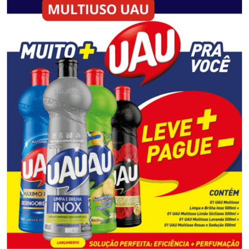 Kit Uau M-Uso 4x500ml Lv+Pg- Inox/ Limao/Lav/Rosas