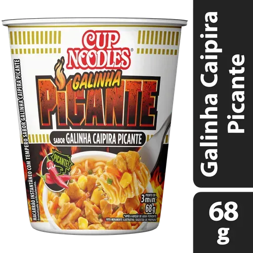 Macarrão Instantâneo com Tempero de Galinha Caipira Picante Cup Noodles Copo 68g