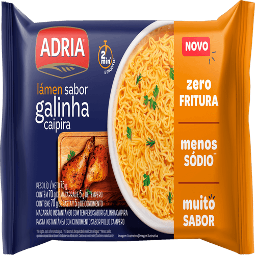 Macarrão Instantâneo Lamen Adria Galinha Caipira 75g