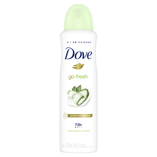 Antitranspirante Aerossol Pepino e Chá Verde 72h Dove Go Fresh 150ml Spray