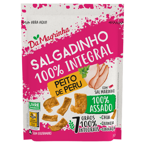 Salgadinho 100% Integral com Sal Marinho Peito de Peru Da Magrinha 7 Grãos Pouch 30g