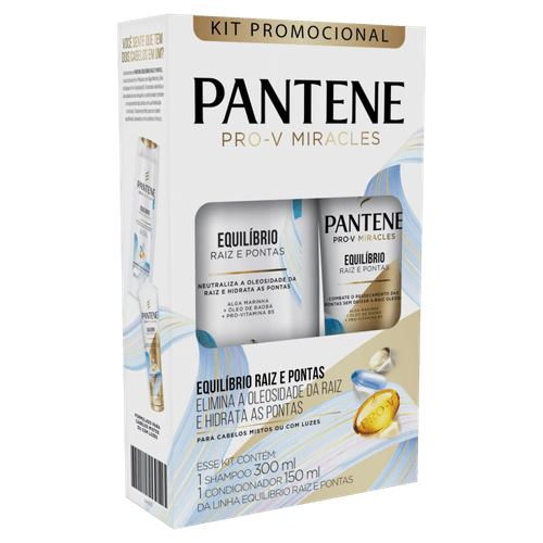 Kit Promocional Shampoo 300ml + Condicionador 150ml Pantene Pro-V Miracles Equilíbrio Raiz e Pontas